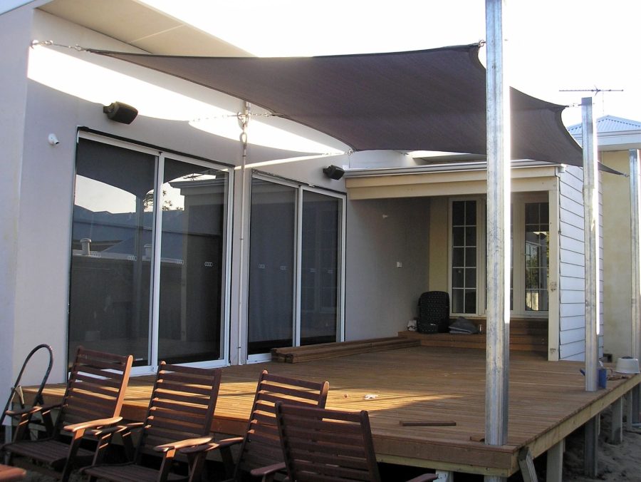 Polyfab Comshade Shade Sail in Slate colour for Maylands home