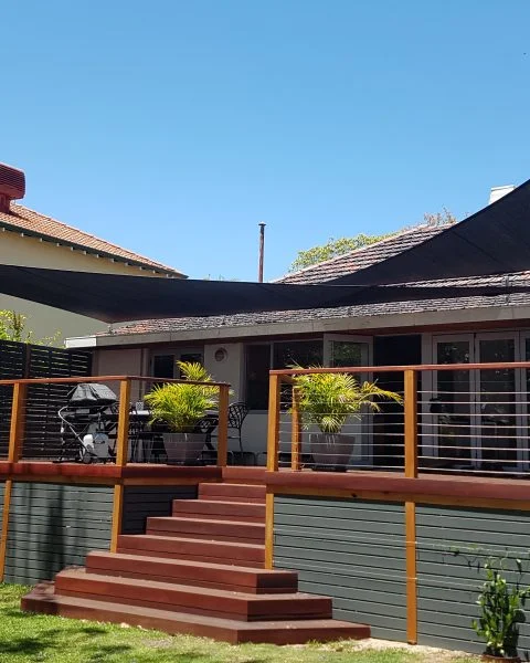 Menora overlapping Triangular Shade Sails