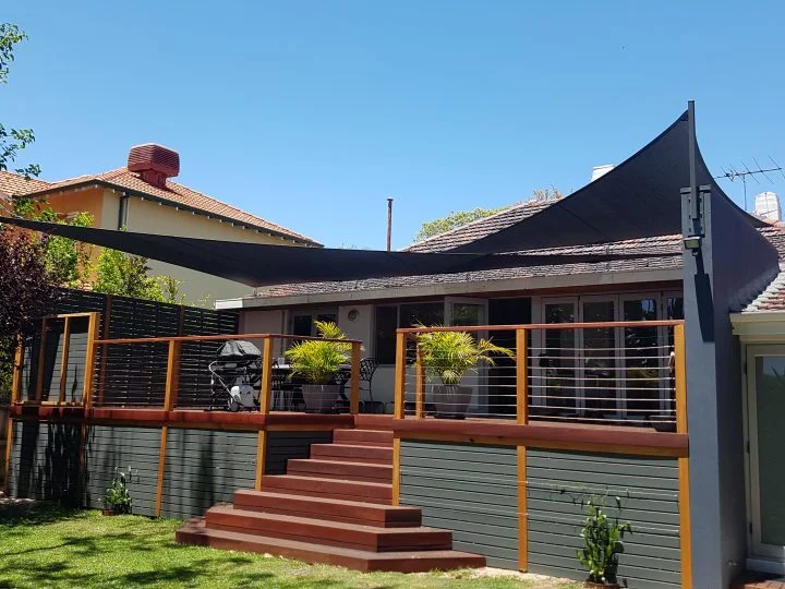 Menora overlapping Triangular Shade Sails