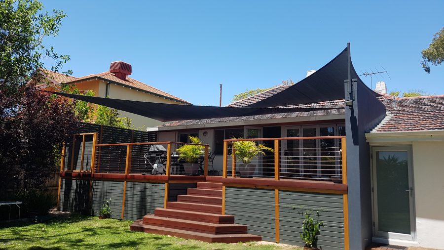 Menora overlapping Triangular Shade Sails