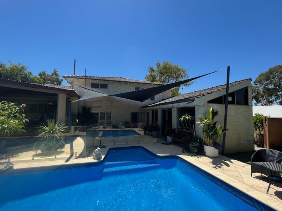 Duncraig Hypar Shade Sail over spa