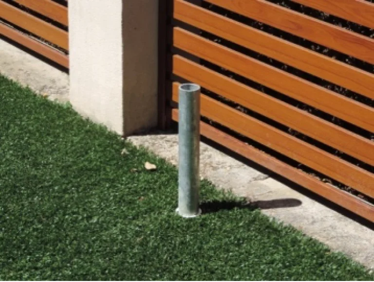 In-ground base prepared for a Pacific Classic umbrella