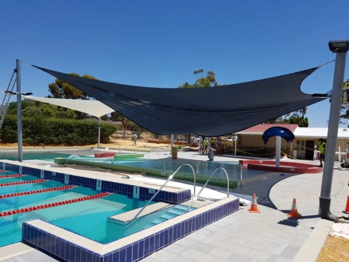 Council shade sails over a public space in Quairading